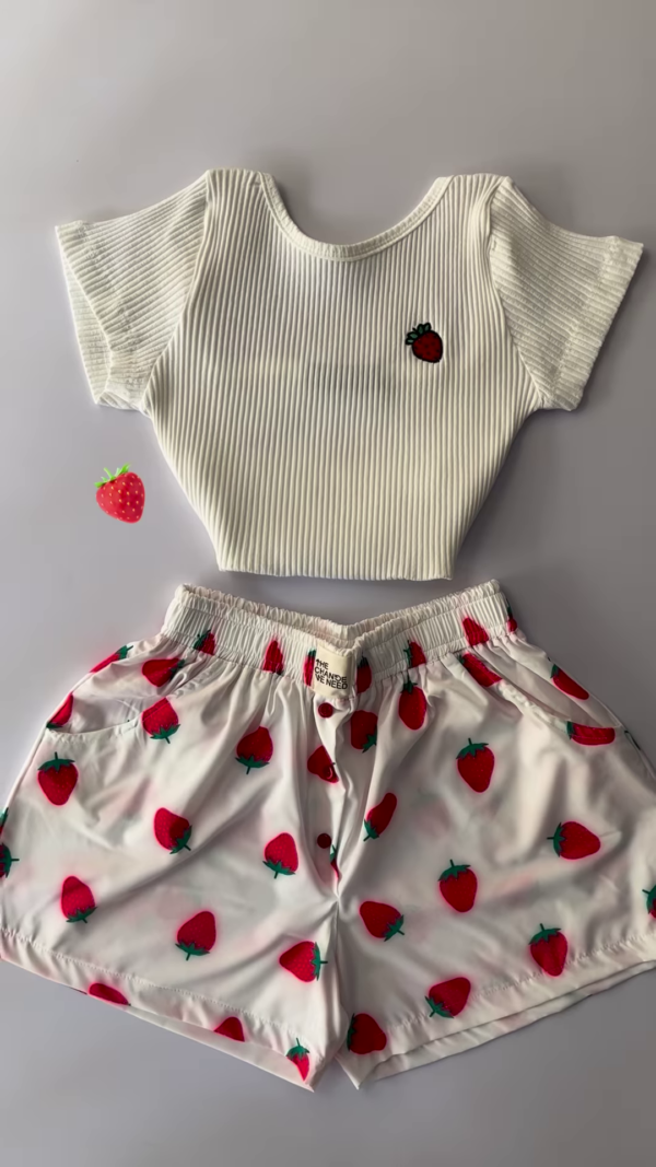 Adorable White Ribbed Tank Top and Shorts Set with Red Hearts - 6 Colors Available - Image 5