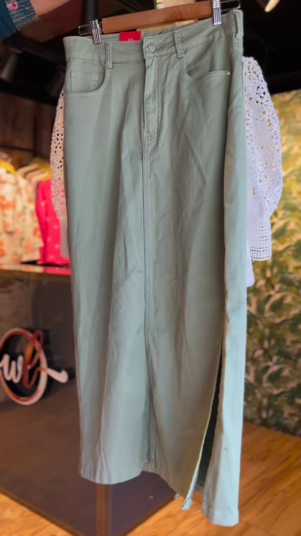🕊 Elegant White Crochet Lace Top & Soft Green Midi Skirt Ensemble 🌿 - Image 2