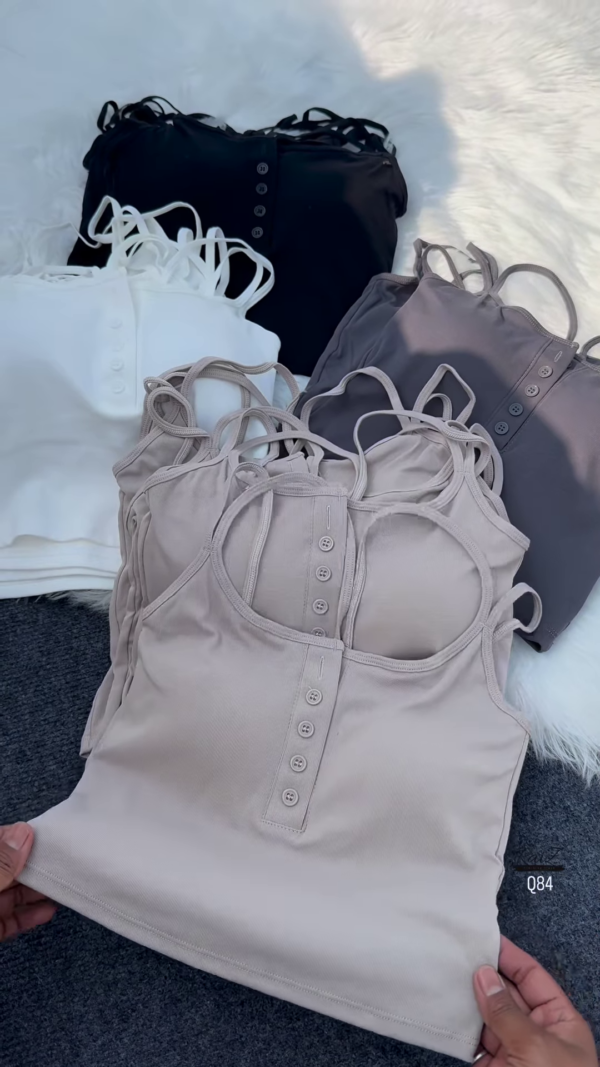 🌈 Trendy Multi-Strap Button-Front Crop Tops - Available in Multiple Colors 🖤🤍💜🩷 - Image 2