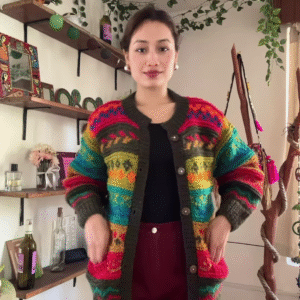 Multicolor Knitted Cardigan & Jogger Set π¨ Boho-Chic Comfortwear