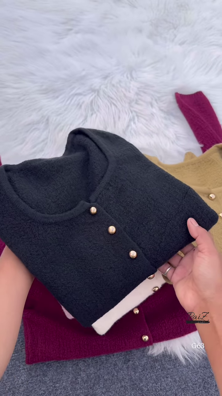 Classic Buttoned Knit Cardigans 🧶 Available in Mustard, Black, Burgundy, Lavender & White - Image 2