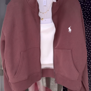 Zip-Up Layered Jackets 🧥✨ With High Collars & Gold Necklace Styling – Beige, White & Brown Variants