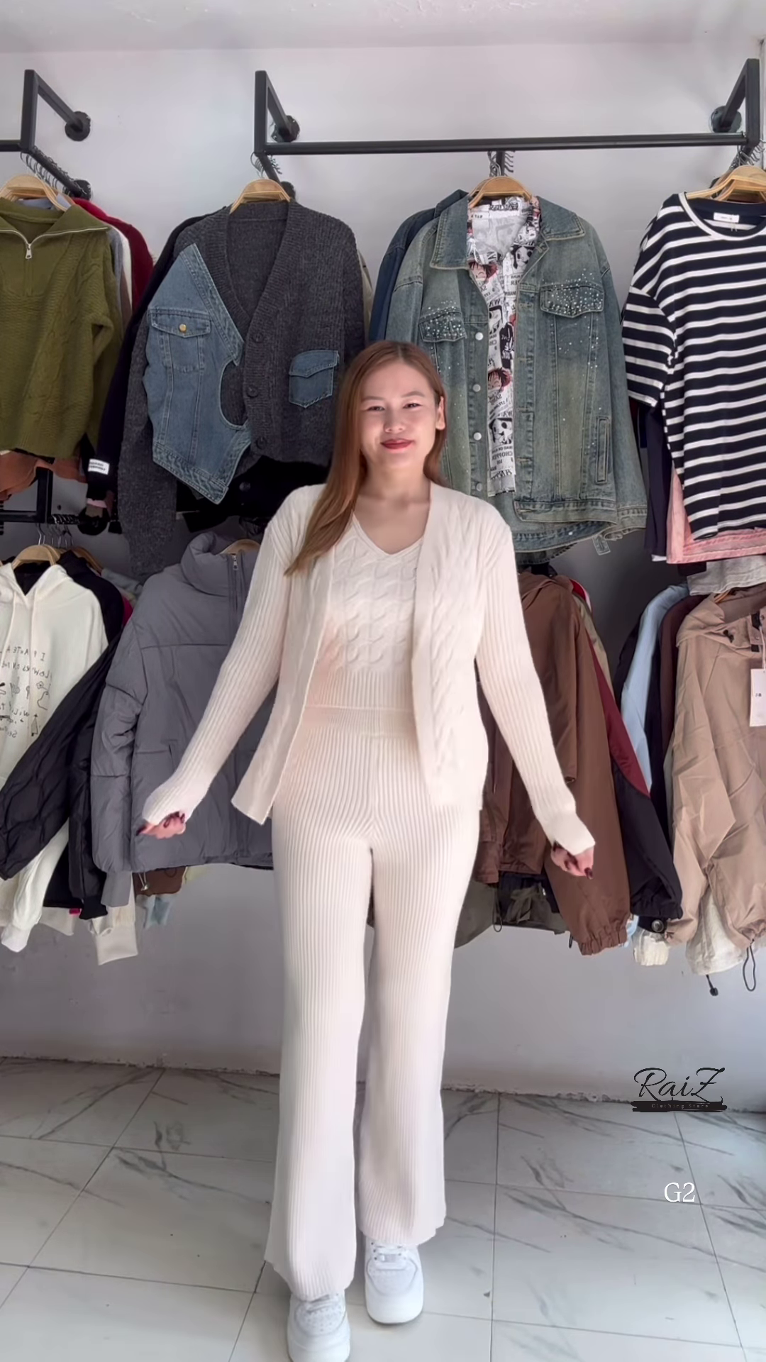 Textured Knit Co-ord Sets 🧶🩶 With Cardigans & V-Neck Sweaters – Black, Blue & Grey Variants - Image 7