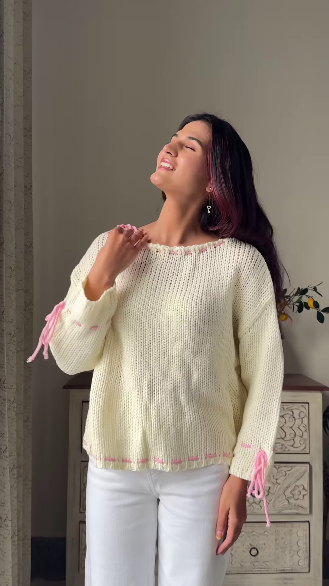 Heart & Ribbon Knitwear Collection π§Άπ With Embroidery & Bow Accents β Pink & Cream Variants - Image 4