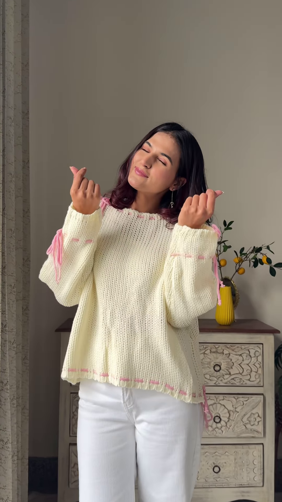 Heart & Ribbon Knitwear Collection π§Άπ With Embroidery & Bow Accents β Pink & Cream Variants - Image 6