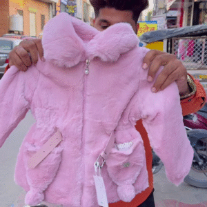 Kids' Winter Jackets π§ΈβοΈ With Plush Texture & Toy Accents β Purple, White & Pink Variants