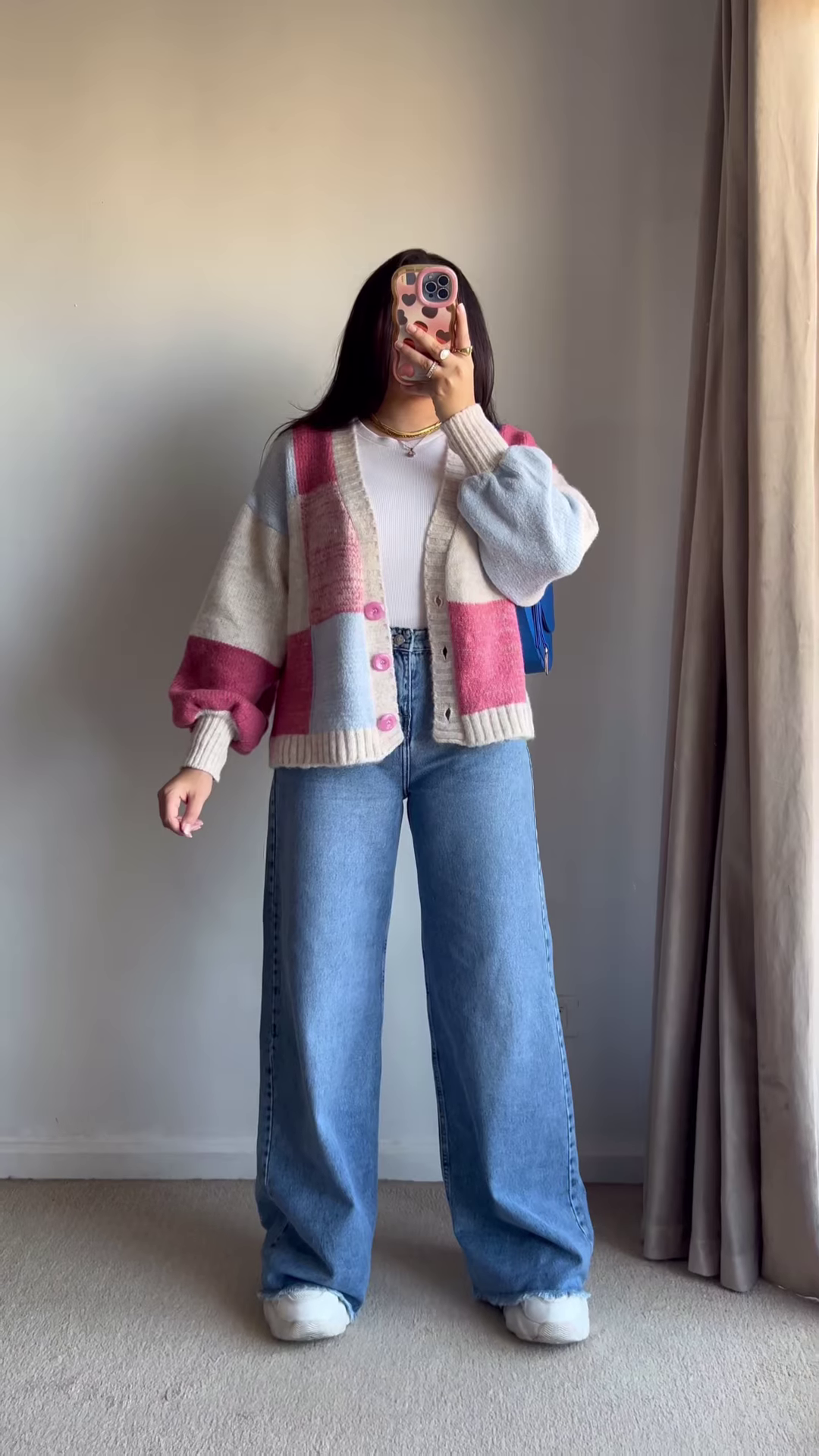 Color-Block Pastel Cardigans π§₯π¨ β Soft Knit Layers in Pink-Blue, Purple-Beige & Orange-Mustard Variants - Image 3