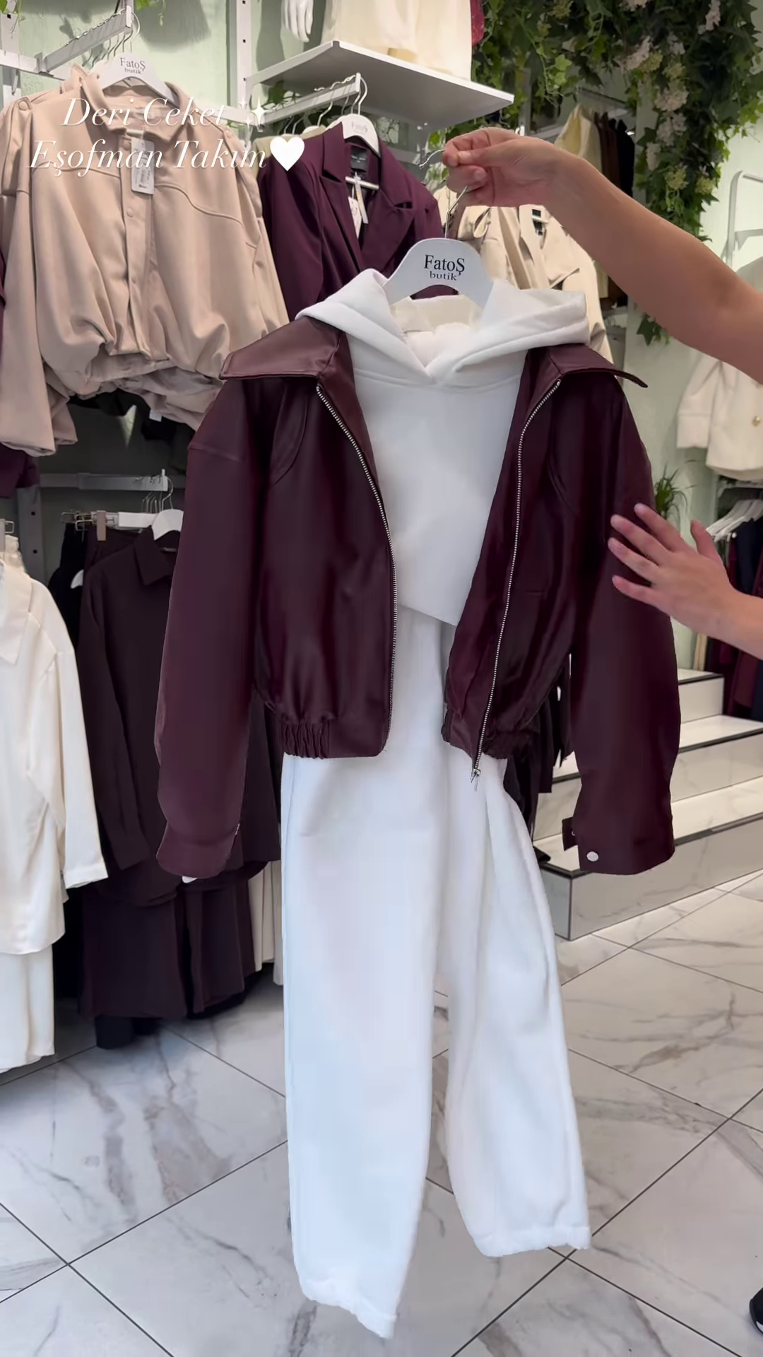 Wine Leather Jacket + Cozy Tracksuit | Street-Chic Comfort 🍷✨