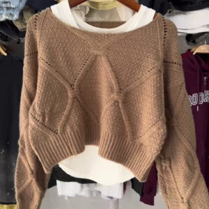 Textured Crop Knit | Layered Ease, Artful Pattern ✨