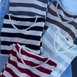 Breton V‑Neck Sweater | Light Knit, Effortless Pattern ✨